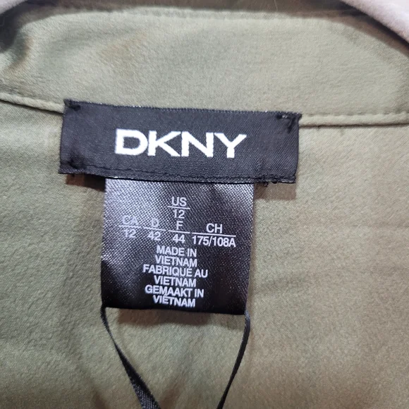 DKNY Olive Green Shirt Dress Womens Size 12 - Picture 3 of 7